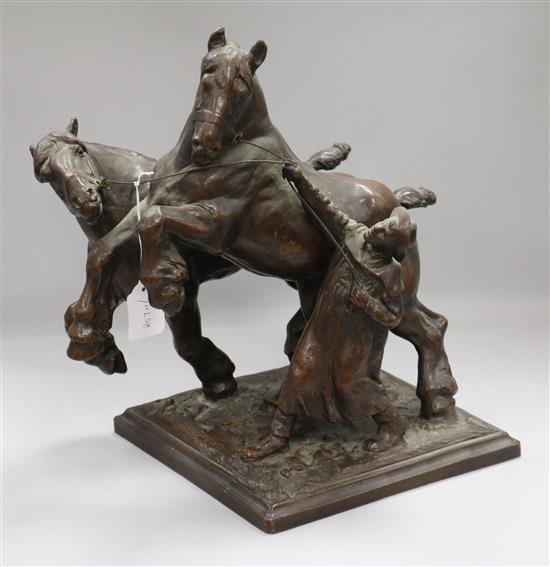 Cecil Brown. An electrotype of Shire horses height 40cm